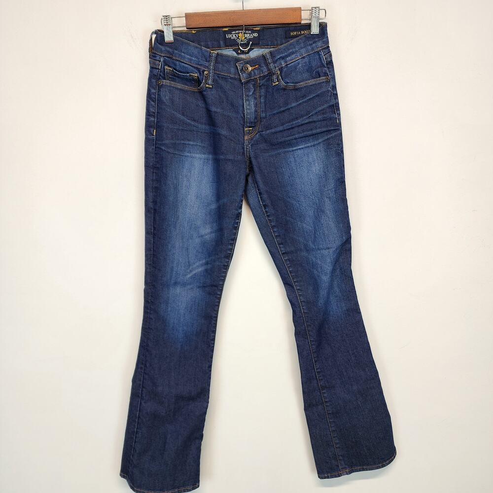 Lucky Brand Womens Sofia Bootcut Jeans Size 4 27x32 Dark Wash Mid Rise Cowgirl